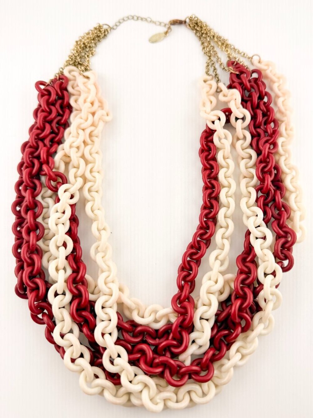 Alma Mater Collection Crimson & White Multi Strand Statement Necklace